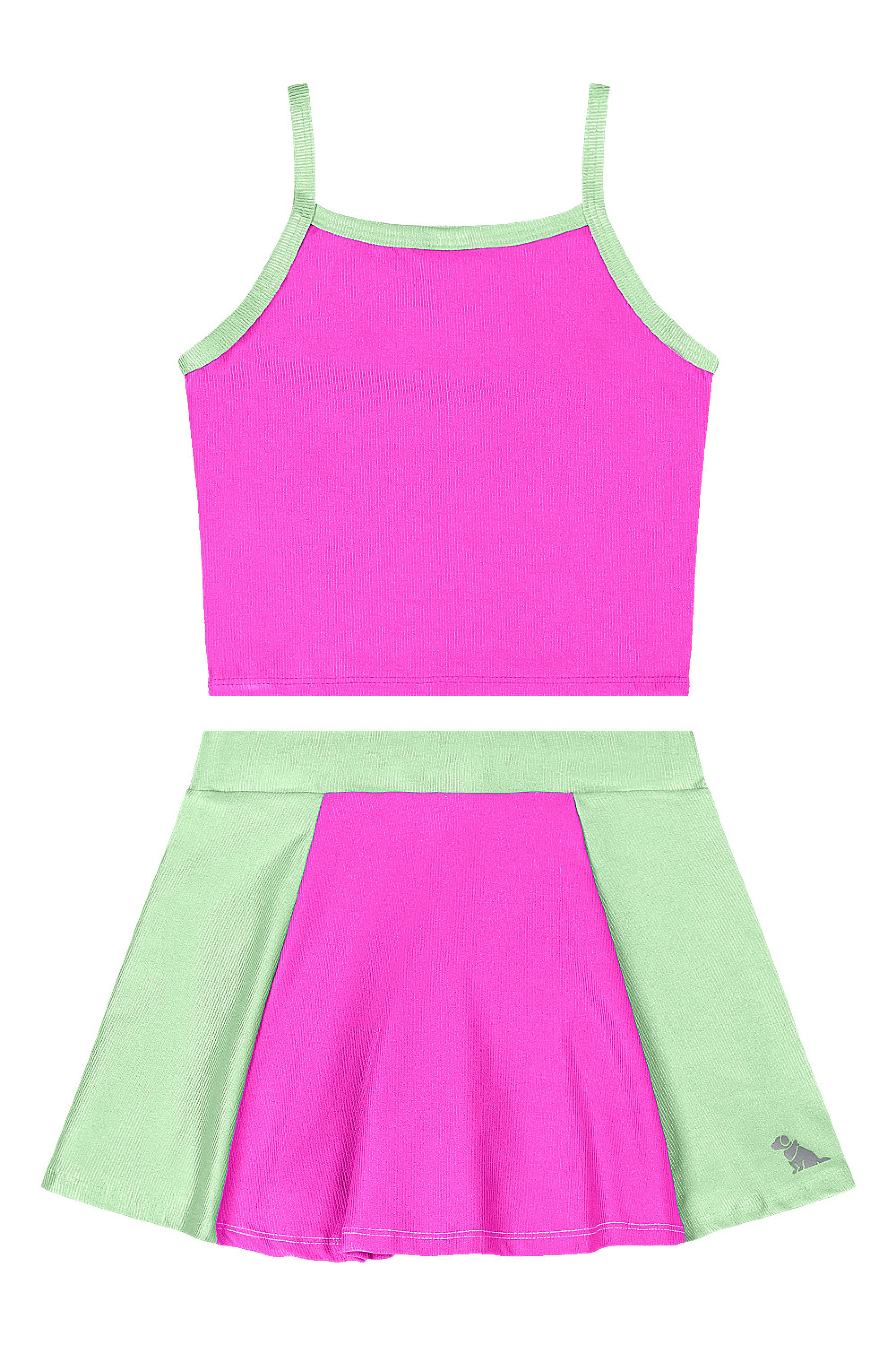 Conjunto Infantil Menina Regata e Saia com Short Interno (Rosa) Quimby - Imagem 26